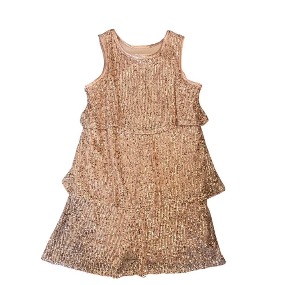 Speechless Girls Size 8 Rose Gold Sequin Tiered Sleeveless Party Holiday Dress